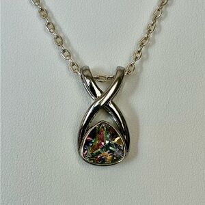 Lia Sophia Mystic Silver-Tone Iridescent Crystal Pendant Necklace